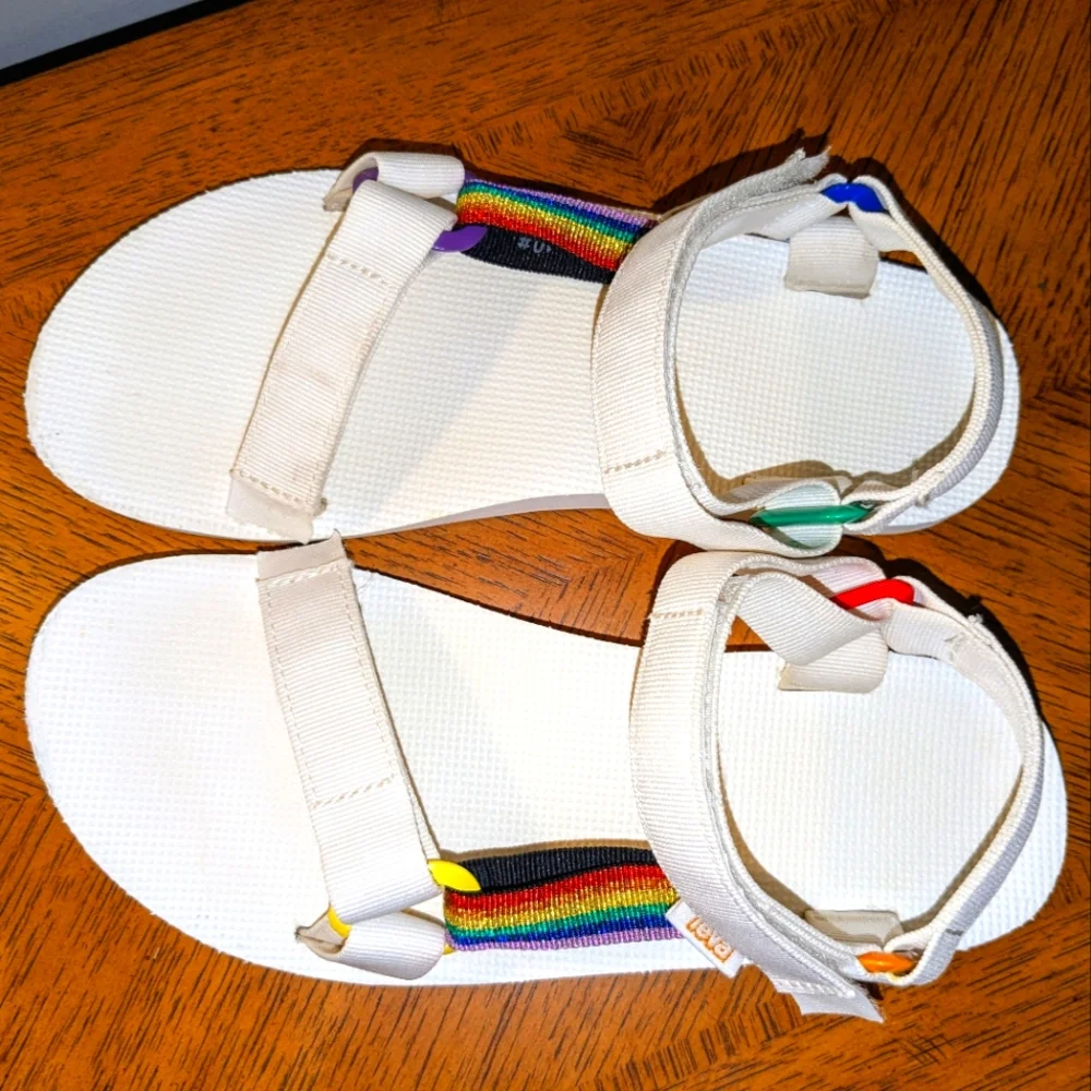 Teva Sport Sandal Original Universal Pride Rainbow White Men 10 Women11.5 Unisex - Picture 5 of 11